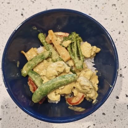 Satay chicken served with rice